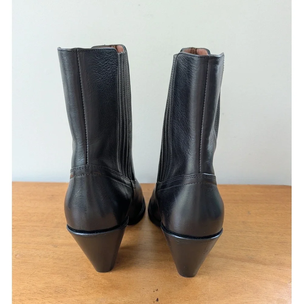Polo Ralph Lauren Lowrey Black Leather Western Ankle Boots‎ Womens 11B Portugal